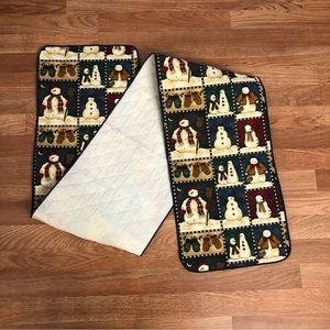 Cloth Table Runner Snowman 6 Foot Quilted Back/ Vintage